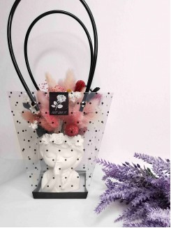 Плайм-пакет 16*16*8см (прозрачный в черный горошек)